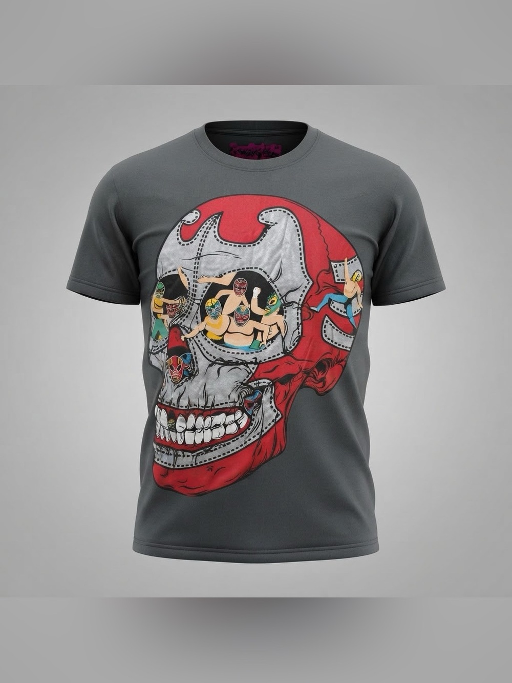 Mexico Is The Shit Graphic T-Shirt Mens Size Large Gray Skull Lucha Libre